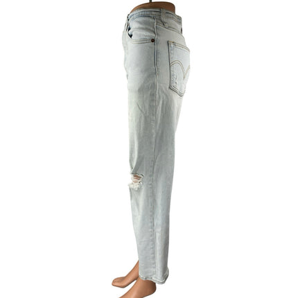 Levi's Ribcage Women's Blue High Rise Distressed Straight Denim Jeans Pants 28