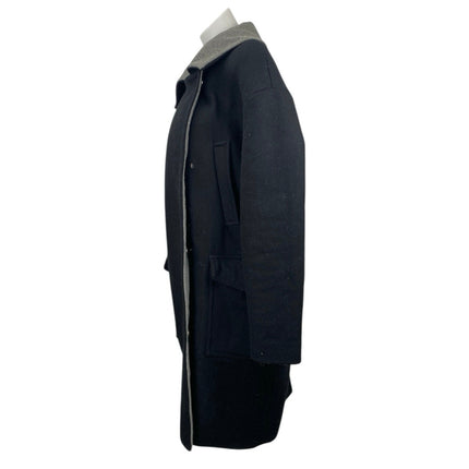 Vero Moda Black Gray Collar Wool Long Sleeve Longlin Trench Coat Jacket Size M