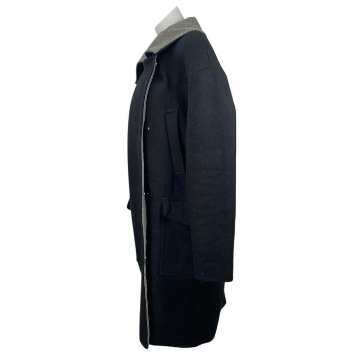 Vero Moda Black Gray Collar Wool Long Sleeve Longlin Trench Coat Jacket Size M