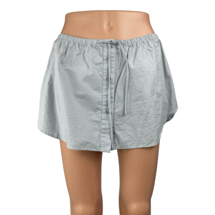 Zara Womens Gray Drawstring Elastic Waist Button Down Mini A-Line Skirt Size L