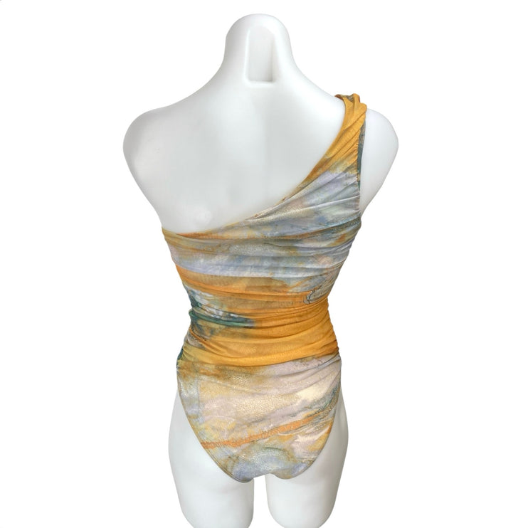 Zara Multicolor Tie Dye Sunset One Shoulder Sleeveless Tank Bodysuit Top Size S