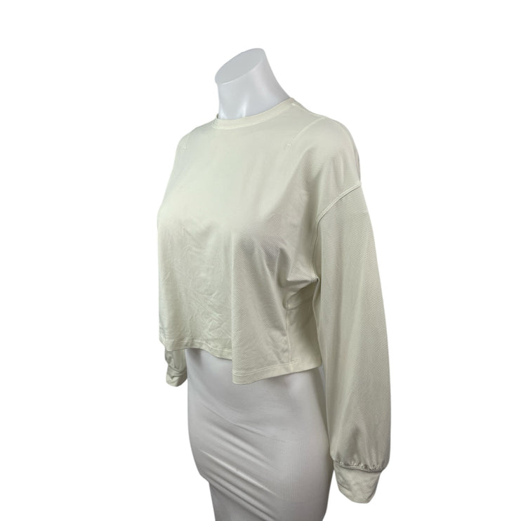 Lululemon Women's Cream Long Sleeve Crew Neck Boxy Athletic Sweatshirt Top Sz 6
