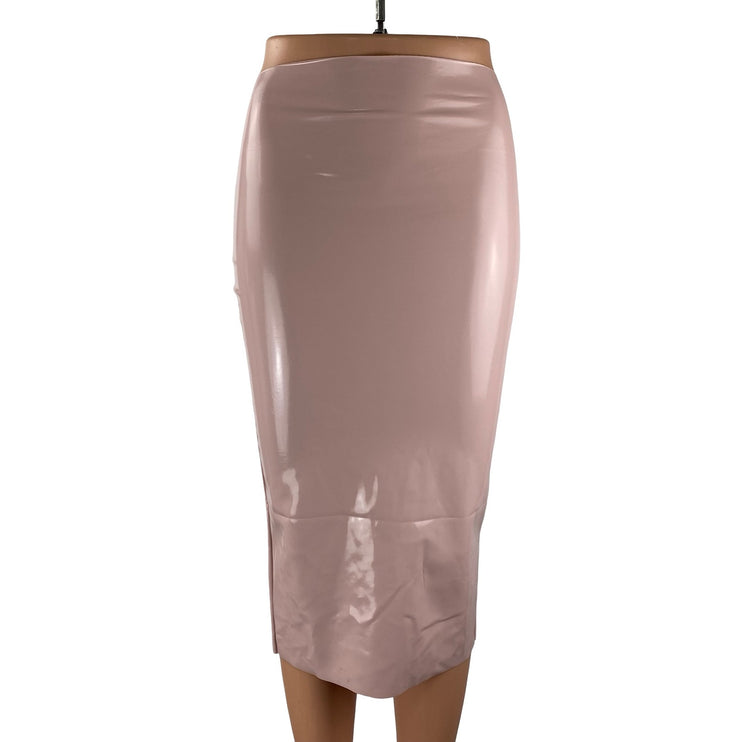Kikiriki Women's Faux Vegan Leather Vinyl High Rise Midi Pencil Bodycon Skirt S