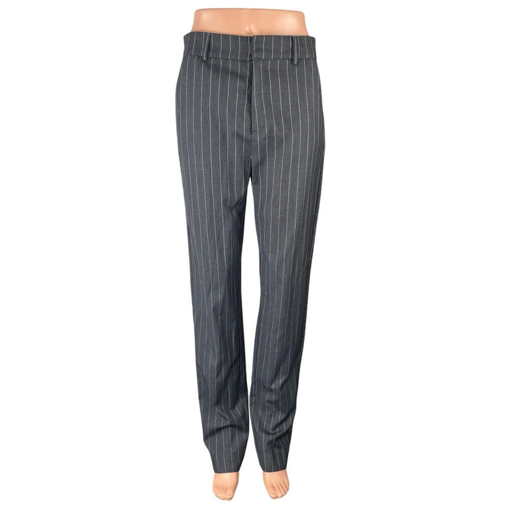 Isalis Women's Gray Striped High Rise Straight Relaxed Trousers Pants Size S