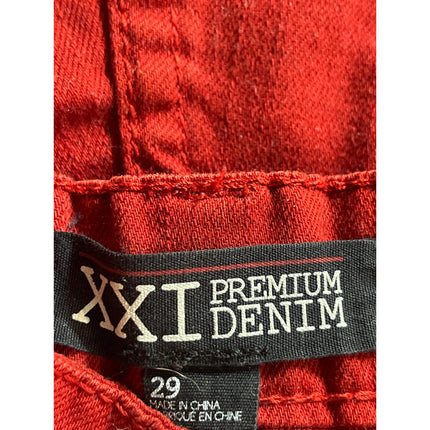 XXI Premium Womens Red Distressed High Waisted Cut Off Denim Jean Shorts Size 29