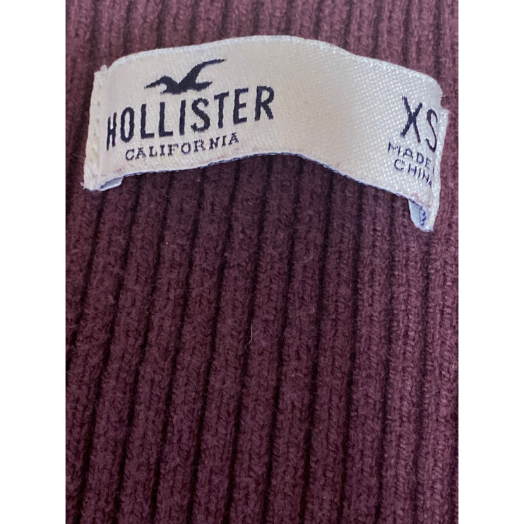Hollister Women's Purple Long Sleeve Ribbed Knit Cropped Sweater Top Size XS
