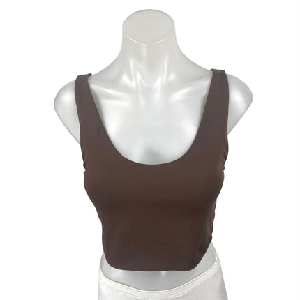 Aritzia Babaton Brown Sleeveless Scoop Neck Cami Camisole Tank Crop Top Size L