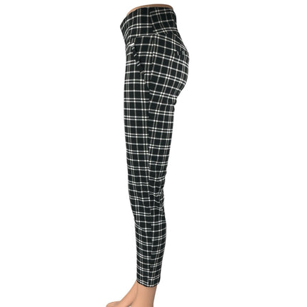 Soho Womens Black Plaid Checkered Skinny High Rise Trousers Leggings Pants Size S