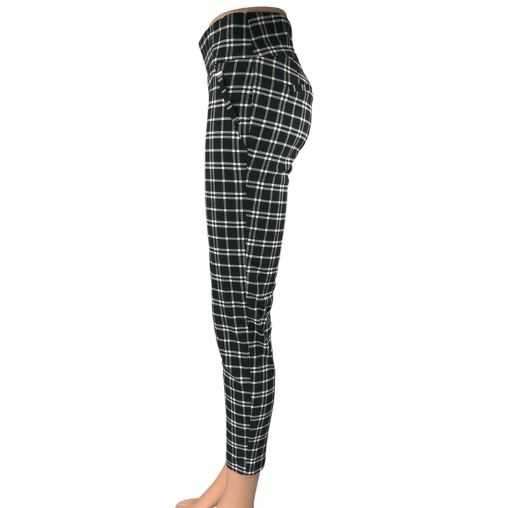 Soho Womens Black Plaid Checkered Skinny High Rise Trousers Leggings Pants Size S