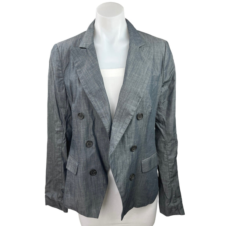 Banana Republic Gray Long Sleeve Collared Double Breasted Blazer Coat Jacket 8