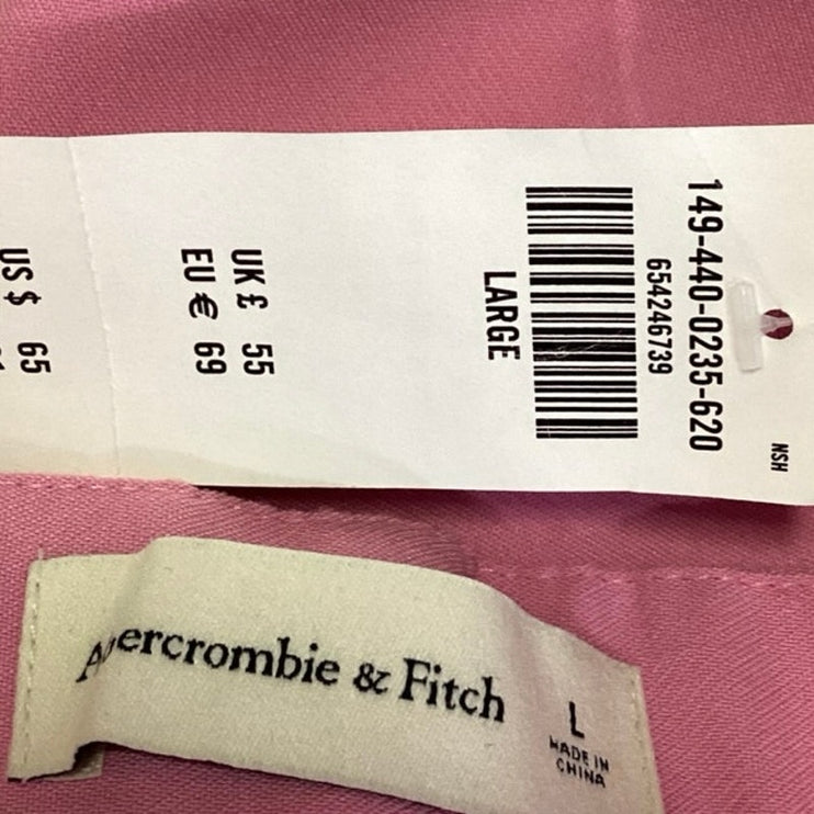 NEW Abercrombie & Fitch Pink High Waist Wide Leg Pleated Zipper Bermuda Shorts L
