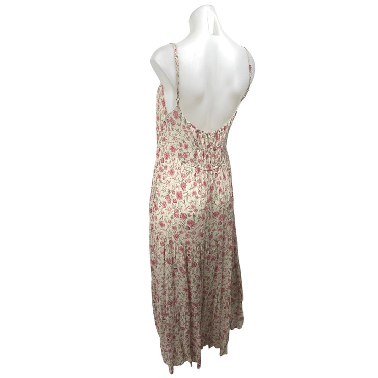 Reistor Pink Floral Print Sleeveless Cami Camisole Tiered Midi A-Line Dress Sz M