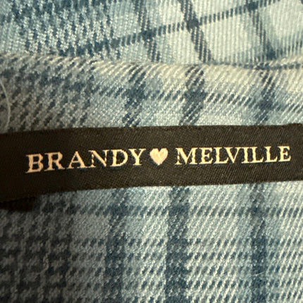 Brandy Melville Cara Blue Checkered Plaid Zipper Mini Straight Pencil Skirt Sz 0