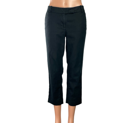 Ann Taylor Women's Black Mid Rise Straight Leg Cropped Trousers Pants Size 6