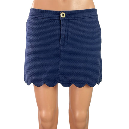 Lilly Pulitzer Womens Blue Mid Rise Scalloped Hem Mini Skirt Shorts Skort Size 2