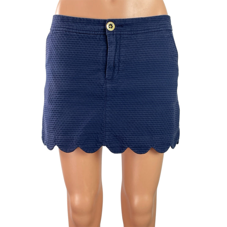 Lilly Pulitzer Womens Blue Mid Rise Scalloped Hem Mini Skirt Shorts Skort Size 2