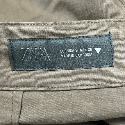 Zara Womens Brown High Waisted Wide Leg Baggy Palazzo Trousers Cargo Pants Sz S