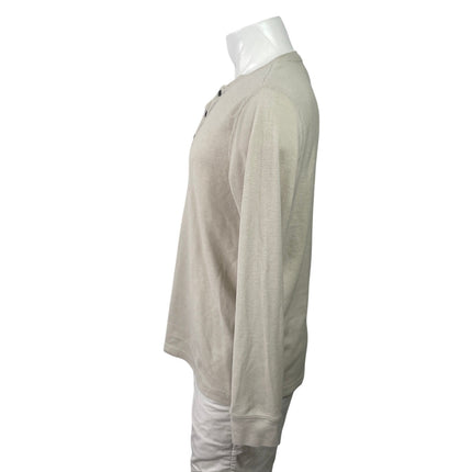 Banana Republic Men's Light Gray Knit Long Sleeve Henley T Shirt Tee Top Size L