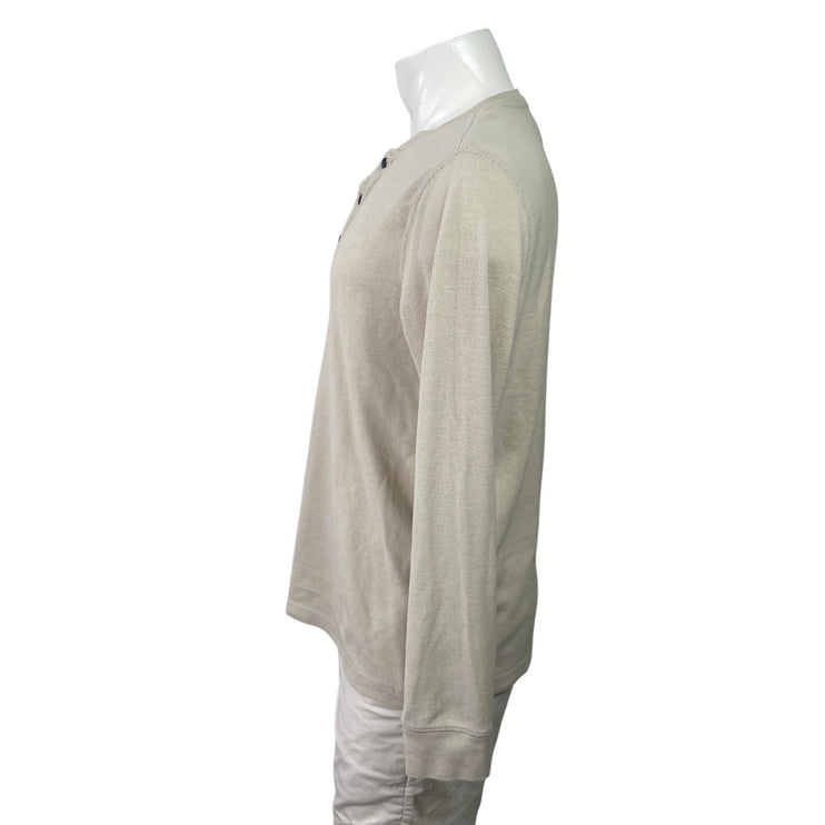 Banana Republic Men's Light Gray Knit Long Sleeve Henley T Shirt Tee Top Size L
