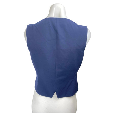 Zara Women's Blue Sleeveless V Neck Pocket Button Up Coat Jacket Vest Top Size M