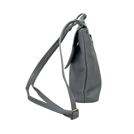 Joy Susan Jensy Chambray Blue Vegan Leather Front Flap Magnetic Crossbody Bag