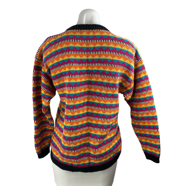 P.T. Pickett Multicolor Geometric Crew Neck Long Sleeve Sweatshirt Sweater Top M