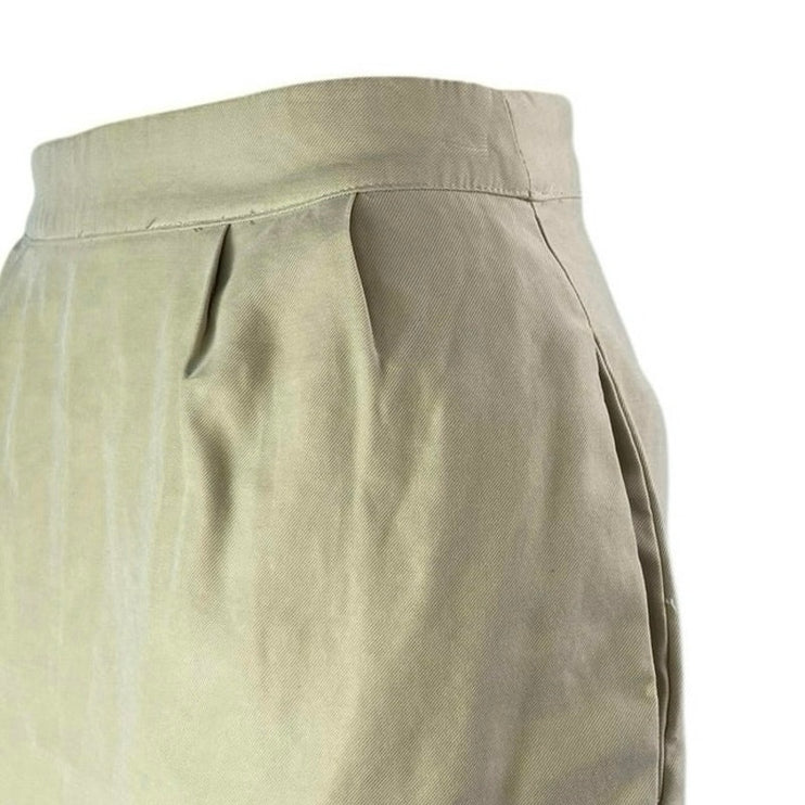 Danielle Bernstein Women's Beige Khaki Pleated Twill Mini Pencil Skirt Size S/P