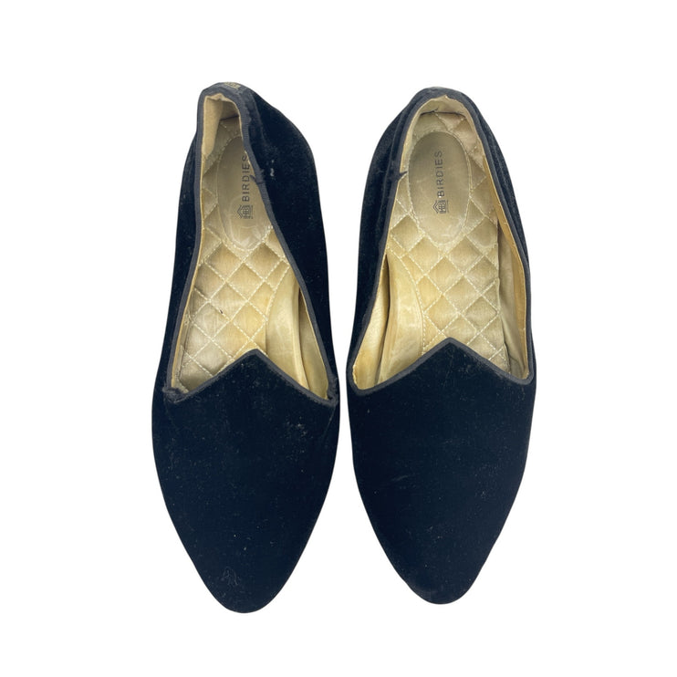 Birdies The Starling Black Velvet Pointed Toe Slip On Flats Loafers Shoes Sz 10