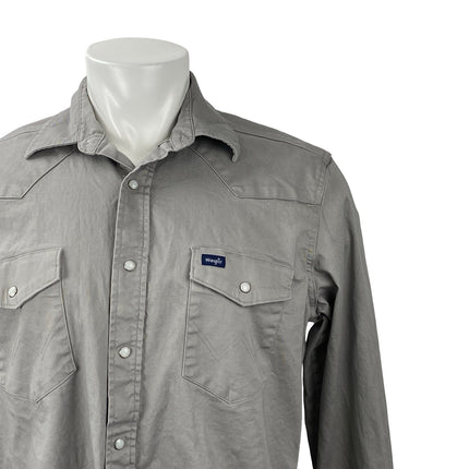 Wrangler Men's Gray Performance Pocket Long Sleeve Button Down Shirt Top Size L