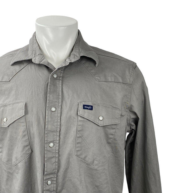 Wrangler Men's Gray Performance Pocket Long Sleeve Button Down Shirt Top Size L