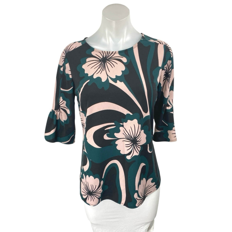 Ann Taylor Women's Multicolor Half Bell Sleeve Casual Floral Blouse Top Size S