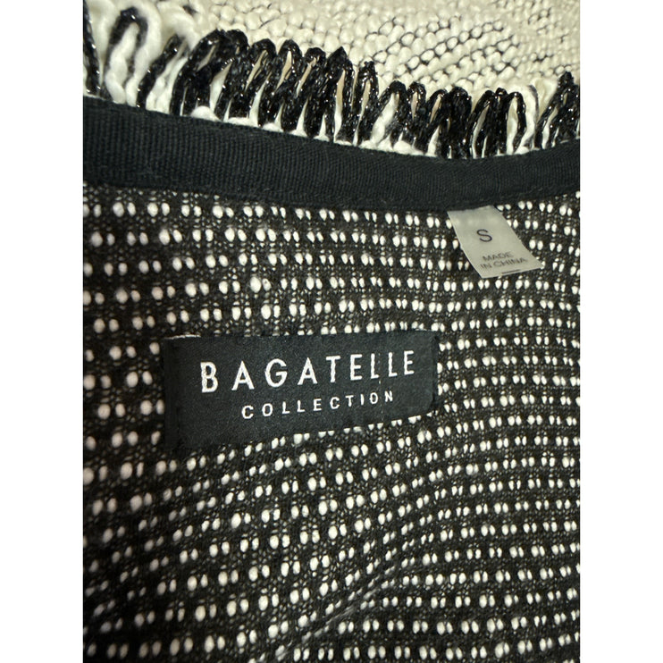 Bagatelle Gray Metallic Tweed Long Sleeve Open Front Fringe Blazer Coat Jacket S