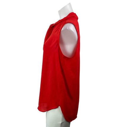 J. Crew Women's Red Sleeveless Casual Bow Tie Neck Relaxed Blouse Top Size M