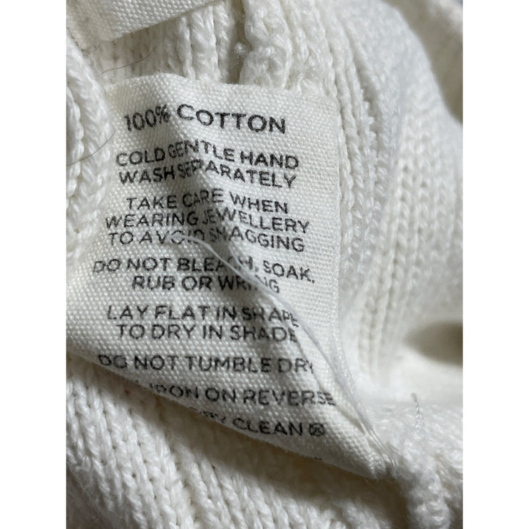 Glassons Women's White Ribbed Knit High Rise Wide Leg Trousers Pants Size XS