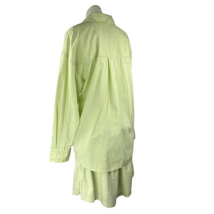 Abercrombie & Fitch Green Long Sleeve Button Shirt High Rise Shorts 2 Pc Set M/L