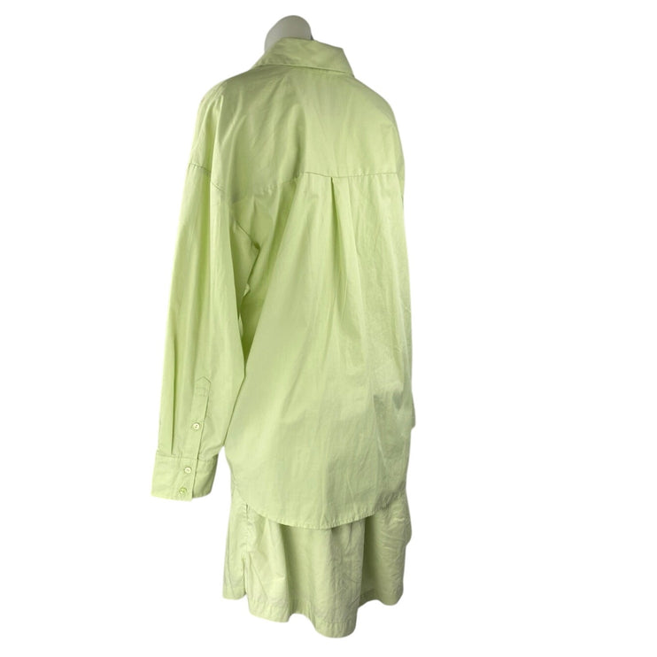 Abercrombie & Fitch Green Long Sleeve Button Shirt High Rise Shorts 2 Pc Set M/L