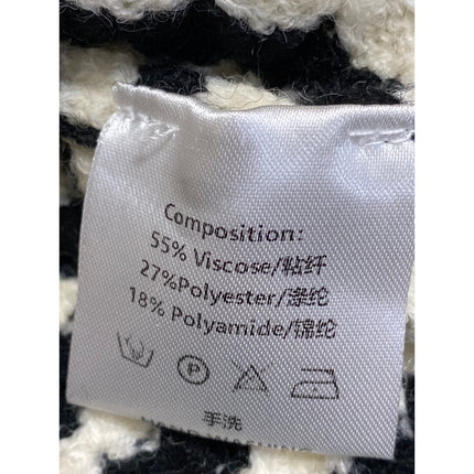 Women's Black White Abstract Knit Long Sleeve Button Up Cardigan Sweater Top M