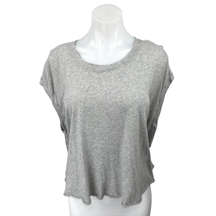 Free People FP Movement Gray Drop Shoulder Scoop Neck T Shirt Tee Top Size S