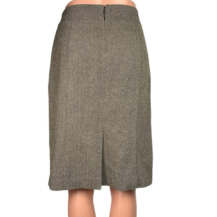 Banana Republic Brown Wool Herringbone Knee Length Pencil Straight Skirt Size 2