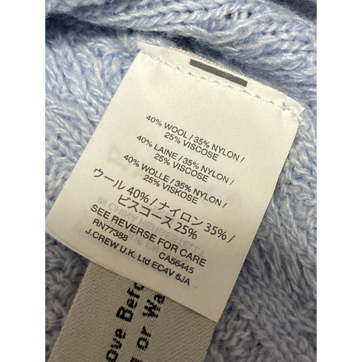 J.Crew Women's Blue Wool Cable Knit Bell Long Sleeve Crewneck Sweater Top Size S