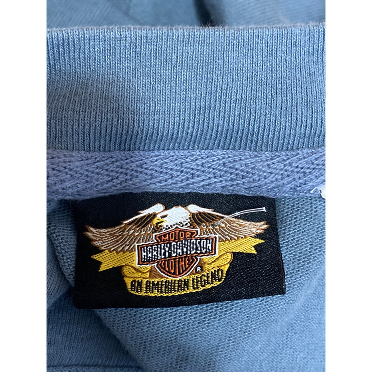 Harley Davidson Women's Blue Long Sleeve Crew Neck Henley T Shirt Tee Top Size L