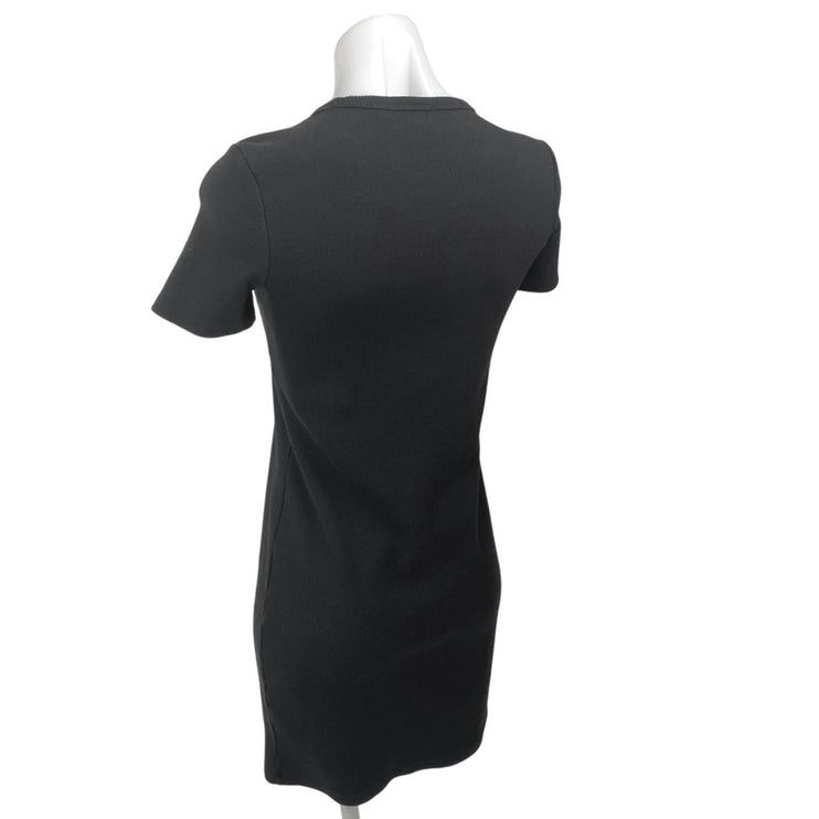 Aritzia Wilfred Free Black Short Sleeve Ribbed Knit Sweater Mini Bodycon Dress S