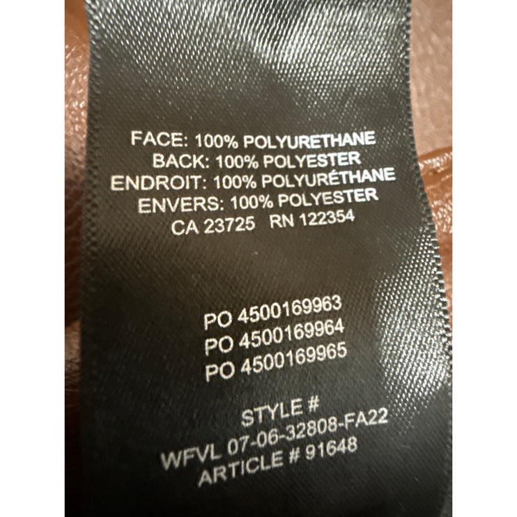 Aritzia Wilfred Brown Faux Leather High Waist Straight Wide Leg Trousers Pants 0