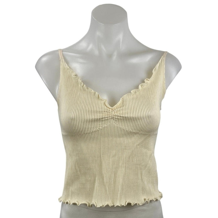 Urban Outfitters Out From Under Yellow Rib Knit Lettuce Cami Tank Top Size XL