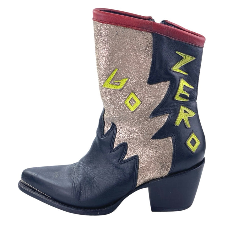 Mezcalero $450 Let's Go Dance Western Cowboy Graphic Glitter Metallic Boots Sz 8