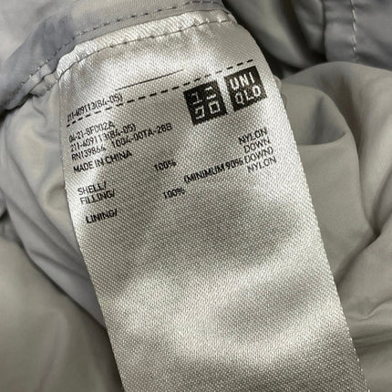 Uniqlo Gray Silver Long Sleeves Hooded Ultra Light Down Parka Coat Jacket Sz M