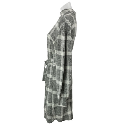 Free People Hampstead Gray Plaid Long Sleeve Mock Tie Mini Sweater Dress Size S