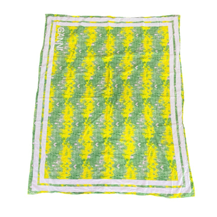 Ganni Green Yellow Voile Tie Dye Winter Snow Shawl Wrap Neck Scarf One Size
