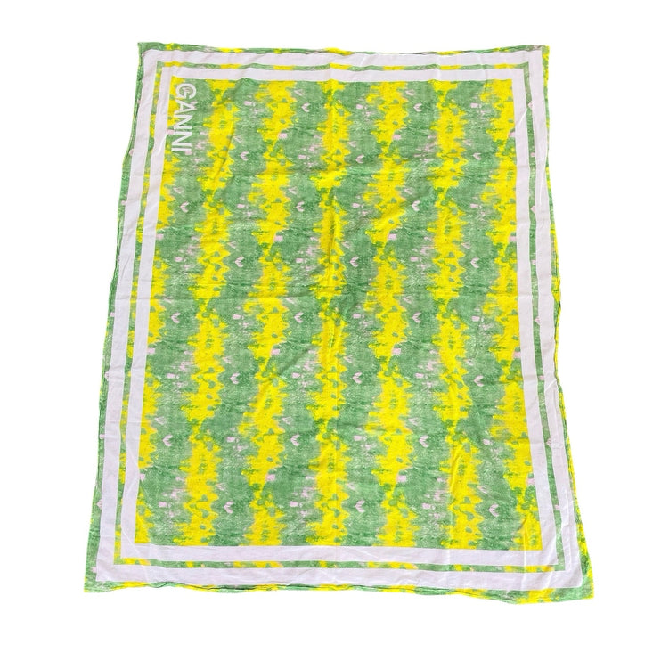 Ganni Green Yellow Voile Tie Dye Winter Snow Shawl Wrap Neck Scarf One Size