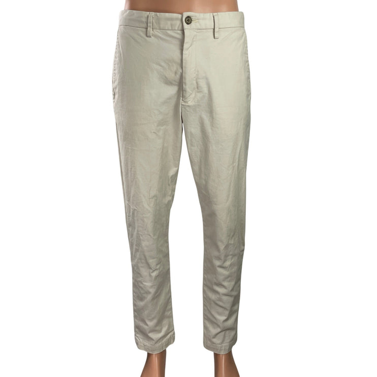 Banana Republic Lived In Chino Men's Ivory Slim Fit Straight Trousers Pants 32